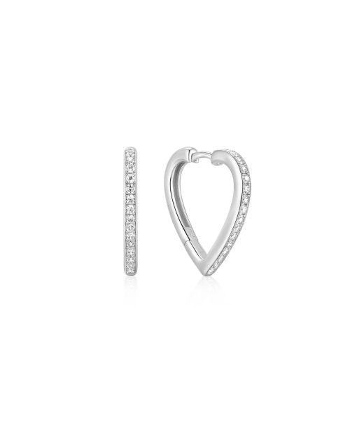 Ania Haie Silver Medium Sparkle Heart Huggie Hoop Earrings