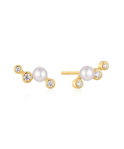 Ania Haie Gold Zig-Zag Shell Pearl Stud Earrings