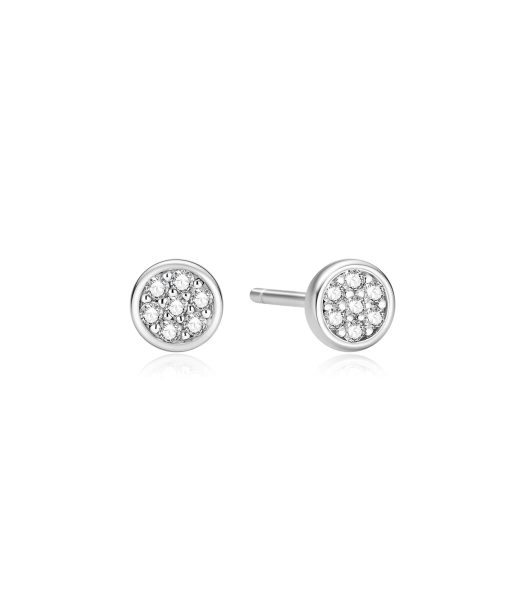 Ania Haie Silver Small Pavé Disc Stud Earrings