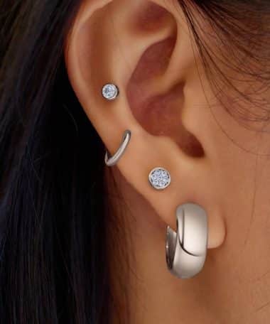 Alternative view of Ania Haie Silver Small Pavé Disc Stud Earrings