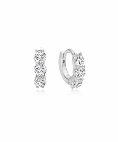 Ania Haie Silver Trio Sparkle Huggie Hoop Earrings