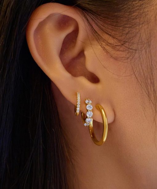 Alternative view of Ania Haie Gold Quintet Sparkle Huggie Hoop Earrings