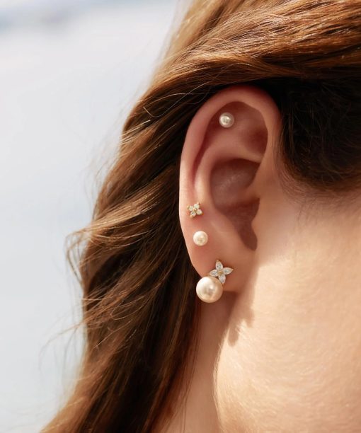 Alternative view of Ania Haie Gold Shell Pearl & Lucky Clover Stud Earrings