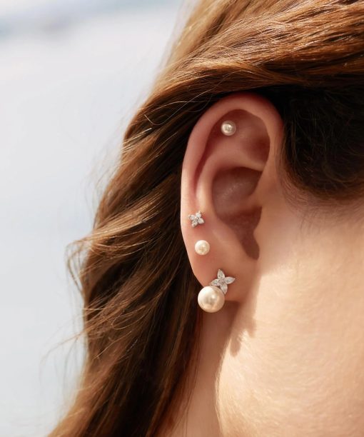 Alternative view of Ania Haie Silver Shell Pearl & Lucky Clover Stud Earrings