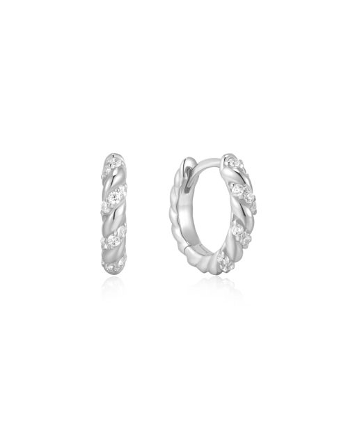 Ania Haie Silver Sparkle Twisted Huggie Hoop Earrings