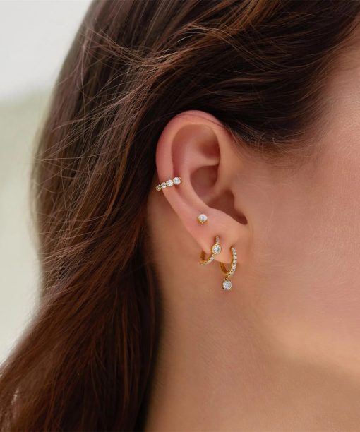 Alternative view of Ania Haie Gold Pavé Row & Bezel-Set Huggie Hoop Earrings