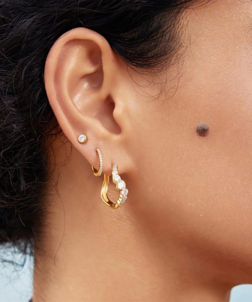 Alternative view of Ania Haie Gold Sparkling Tide Huggie Hoop Earrings