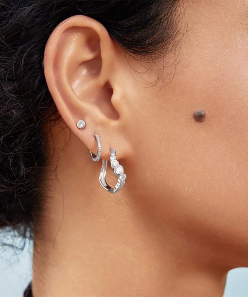 Alternative view of Ania Haie Silver Sparkling Tide Huggie Hoop Earrings