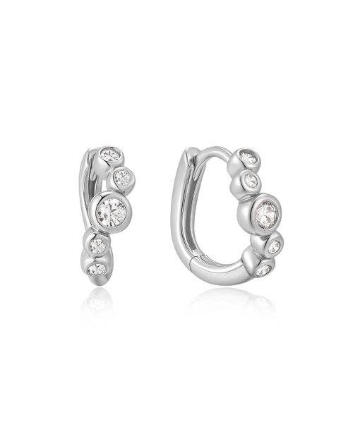 Ania Haie Silver Small Sparkling Tide Huggie Hoop Earrings