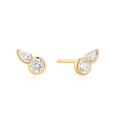 Ania Haie Gold Bezel Round & Teardrop Stud Earrings