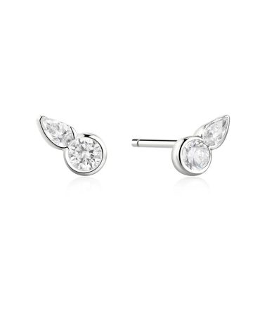 Ania Haie Silver Bezel Round & Teardrop Stud Earrings