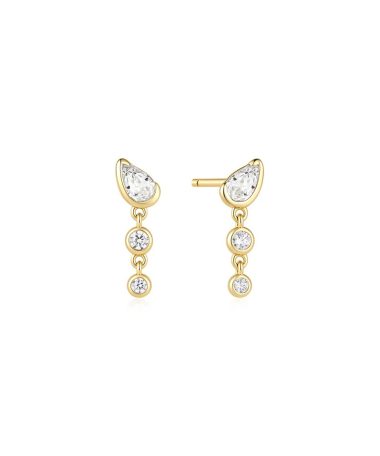 Ania Haie Gold Teardrop & Bezel Round Dangle Stud Earrings