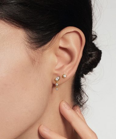 Alternative view of Ania Haie Gold Teardrop & Bezel Round Dangle Stud Earrings