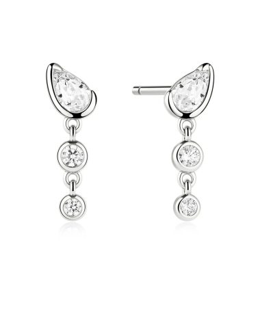 Ania Haie Silver Teardrop & Bezel Round Dangle Stud Earrings