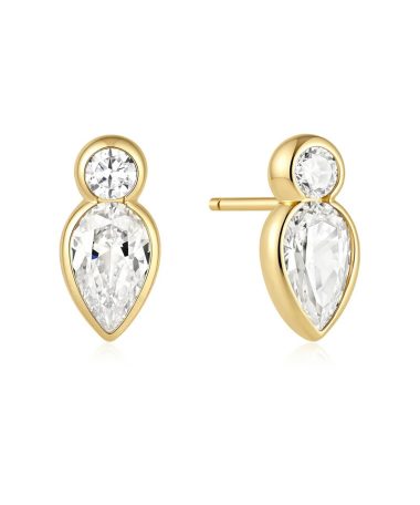 Ania Haie Gold Bezel Inverted Teardrop & Round Stud Earrings