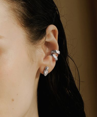 Alternative view of Ania Haie Silver Bezel Inverted Teardrop & Round Stud Earrings