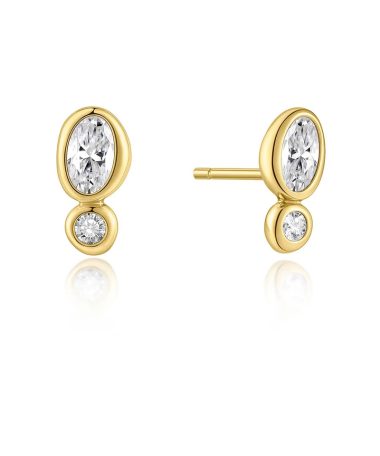 Ania Haie Gold Bezel Organic Pebble & Round Stud Earrings