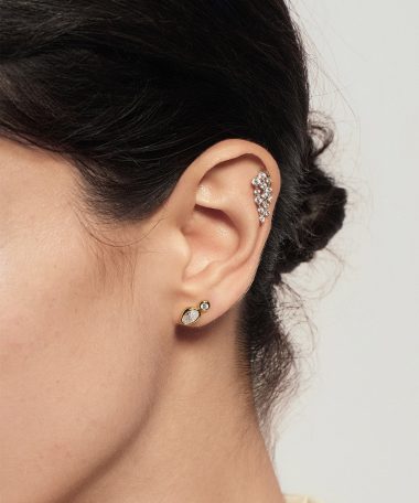 Alternative view of Ania Haie Gold Bezel Organic Pebble & Round Stud Earrings
