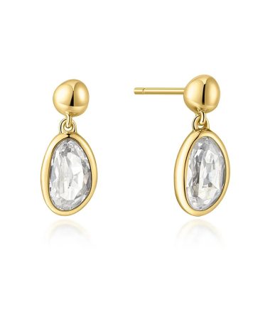 Ania Haie Gold Bezel Organic Pebble Dangle Stud Earrings