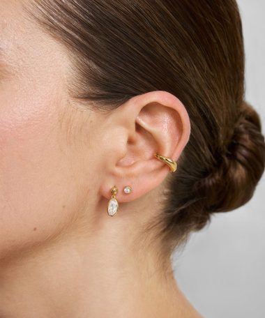 Alternative view of Ania Haie Gold Bezel Organic Pebble Dangle Stud Earrings