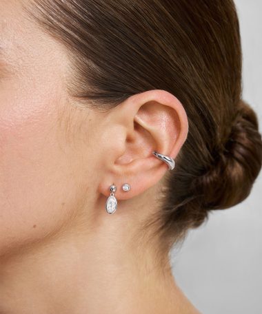 Alternative view of Ania Haie Silver Bezel Organic Pebble Dangle Stud Earrings