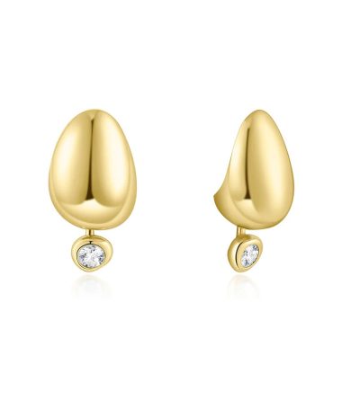Ania Haie Gold Organic Dome Pebble with Bezel Dangle Stud Earrings