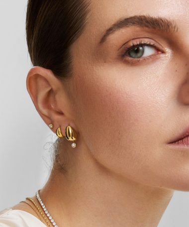 Alternative view of Ania Haie Gold Organic Dome Pebble with Bezel Dangle Stud Earrings
