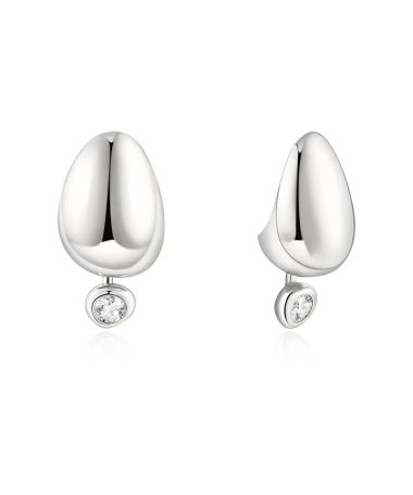 Ania Haie Silver Organic Dome Pebble with Bezel Dangle Stud Earrings
