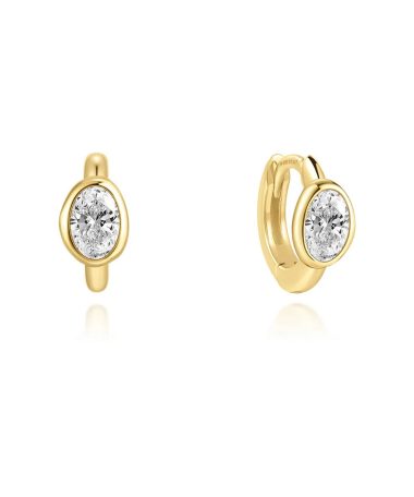 Ania Haie Gold Bezel Organic Pebble Huggie Hoop Earrings