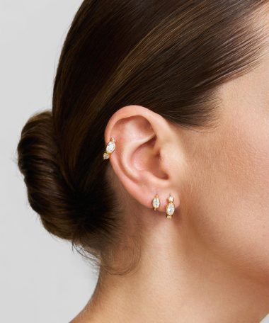 Alternative view of Ania Haie Gold Bezel Organic Pebble Huggie Hoop Earrings