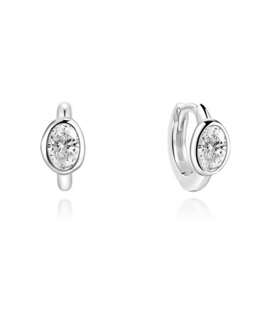 Ania Haie Silver Bezel Organic Pebble Huggie Hoop Earrings