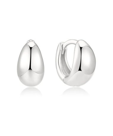 Ania Haie Silver Organic Dome Pebble Huggie Hoop Earrings