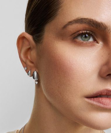 Alternative view of Ania Haie Silver Organic Dome Pebble Huggie Hoop Earrings