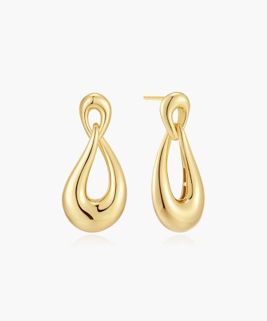 Ania Haie Gold Interlocked Wave Stud Hoop Earrings