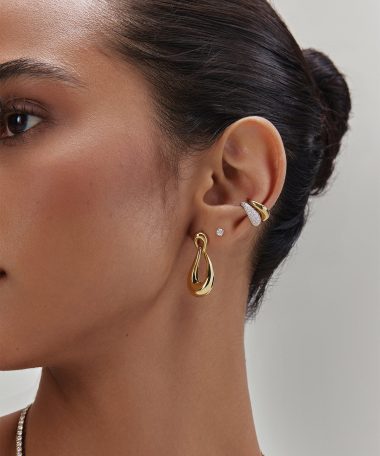 Alternative view of Ania Haie Gold Interlocked Wave Stud Hoop Earrings
