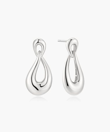 Ania Haie Silver Interlocked Wave Stud Hoop Earrings
