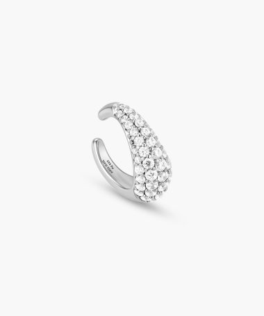Ania Haie Silver Pavé Curved Teardrop Ear Cuff