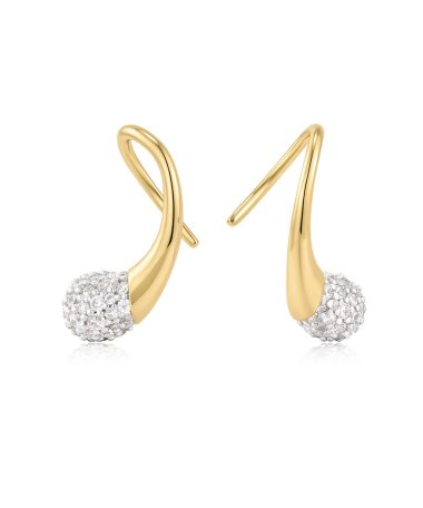 Ania Haie Gold Pavé Sculptural Teardrop Hook Earrings