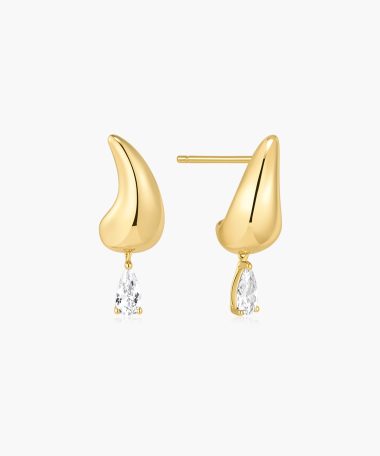 Ania Haie Gold Curved Teardrop Dangle Stud Earrings