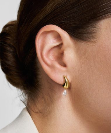 Alternative view of Ania Haie Gold Curved Teardrop Dangle Stud Earrings