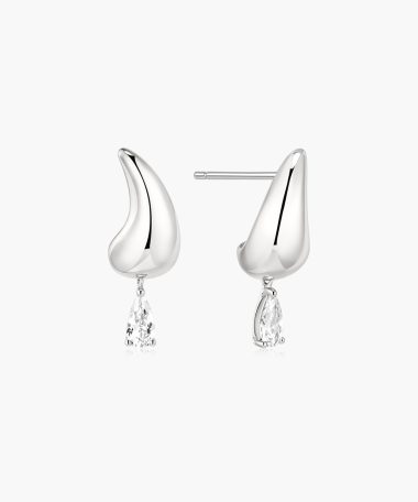 Ania Haie Silver Curved Teardrop Dangle Stud Earrings