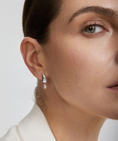 Alternative view of Ania Haie Silver Curved Teardrop Dangle Stud Earrings