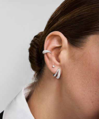 Alternative view of Ania Haie Silver Duet Stud Hoop Earrings