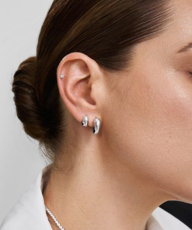 Alternative view of Ania Haie Silver Dome Stud Hoop Earrings