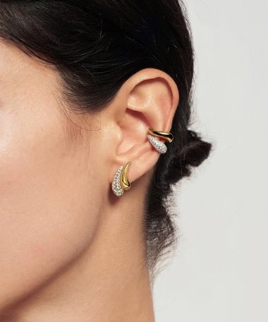 Alternative view of Ania Haie Gold Pavé & Polished Teardrop Duet Stud Earrings