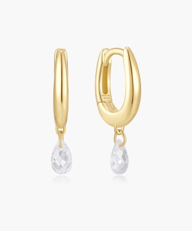 Ania Haie Gold Teardrop Dangle Huggie Hoop Earrings