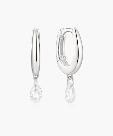 Ania Haie Silver Teardrop Dangle Huggie Hoop Earrings