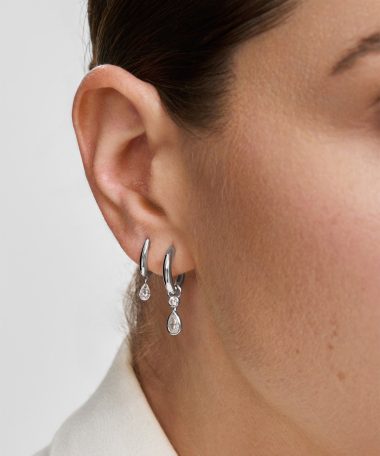 Alternative view of Ania Haie Silver Teardrop Dangle Huggie Hoop Earrings