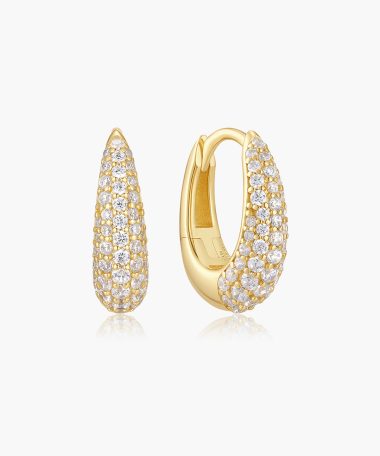 Ania Haie Gold Pavé Dome Huggie Hoop Earrings