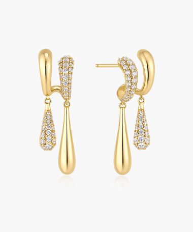 Ania Haie Gold Spiral Contrast Teardrop Dangle Stud Earrings